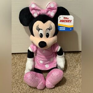 Disney Minnie Mouse Pink and Black Stuffed Animal